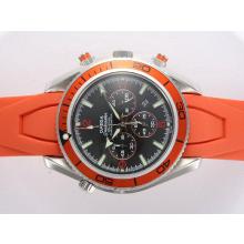 Omega Seamaster Planet Ocean Working Chronograph with Orange Bezel and Rubber Strap