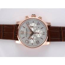 Montblanc Time Walker Chronograph Asia Valjoux 7750 Movement Rose Gold Casing with White Dial