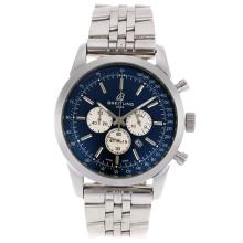 Breitling Aeromarine Working Chronograph Stick Markers with Blue Dial S/S