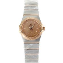 Omega Constellation Two Tone Stick Markers with Champagne Dial Same Chassis as ETA Version-Lady Size