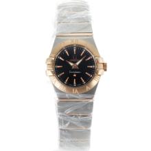 Omega Constellation Two Tone Stick Markers with Black Dial Same Chassis as ETA Version-Lady Size