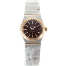 Omega Constellation Two Tone Stick Markers with Brown Dial Same Chassis as ETA Version-Lady Size