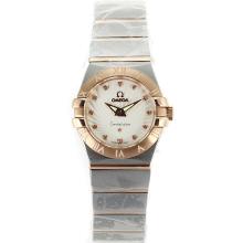 Omega Constellation Two Tone Diamond Markers with White Dial Same Chassis as ETA Version-Lady Size-1