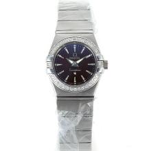 Omega Constellation Diamond Bezel Stick Markers with Brown Dial Same Chassis as ETA Version-Lady Size