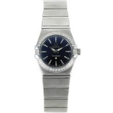 Omega Constellation Diamond Bezel Stick Markers with Black Dial Same Chassis as ETA Version-Lady Size