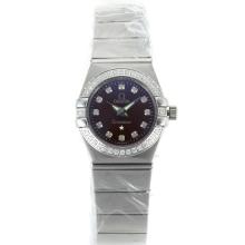 Omega Constellation Diamond Bezel and Markers with Brown Dial Same Chassis as ETA Version-Lady Size