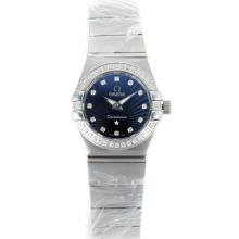 Omega Constellation Diamond Bezel and Markers with Black Dial Same Chassis as ETA Version-Lady Size-1