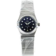 Omega Constellation Diamond Bezel and Markers with Black Dial Same Chassis as ETA Version-Lady Size