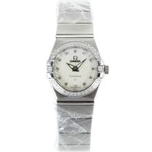 Omega Constellation Diamond Bezel and Markers with White Dial Same Chassis as ETA Version-Lady Size
