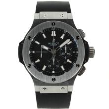 Hublot Big Bang Chronograph Asia Valjoux 7750 Movement Stick Markers with Black Dial Rubber Strap-1