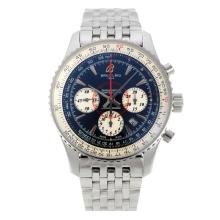 Breitling Montbrillant Chronograph Asia Valjoux 7750 Movement Stick Markers with Black Dial S/S-Sapphire Glass