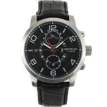 Montblanc Flyback Automatic with Black Dial Leather Strap
