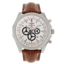Breitling for Bentley Working Chronograph with White Dial Leather Strap