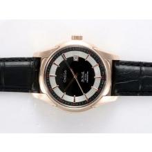 Omega Hour Vision See Thru Case Automatic Rose Gold Case with Black Dial Deployment Buckle