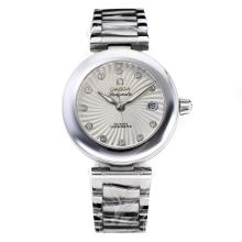 Omega Ladymatic Diamond Markers with White Dial S/S-Sapphire Glass