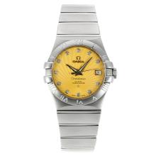 Omega Constellation Automatic Diamond Markers with Yellow Dial S/S-18K Plated Gold Movement