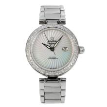 Omega Ladymatic Automatic Diamond Bezel with White Dial S/S Same Chassis as ETA Version