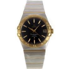 Omega Constellation Swiss ETA 2836 Movement Two Tone Stick Markers with Brown Dial Sapphire Glass-1