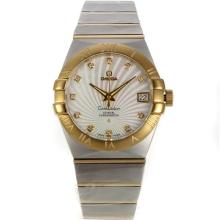 Omega Constellation Swiss ETA 2836 Movement Two Tone Diamond Markers with White Dial Sapphire Glass-2