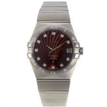 Omega Constellation Swiss ETA 2836 Movement Diamond Markers with Brown Dial Sapphire Glass S/S-1