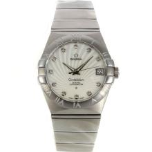 Omega Constellation Swiss ETA 2836 Movement Diamond Markers with White Dial Sapphire Glass S/S