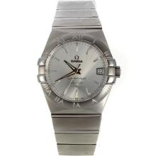 Omega Constellation Swiss ETA 2836 Movement Stick Markers with Silver Dial Sapphire Glass S/S