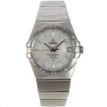 Omega Constellation Swiss ETA 2836 Movement Stick Markers with MOP Dial Sapphire Glass S/S