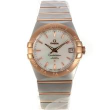 Omega Constellation Swiss ETA 2836 Movement Two Tone Stick Markers with MOP Dial Sapphire Glass