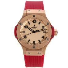 Hublot Big Bang Rose Gold Case Stick/Number Markers with Champagne Dial Red Rubber Strap
