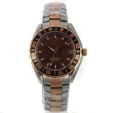 Omega Seamaster Two Tone Black Bezel with Brown Dial Lady Size
