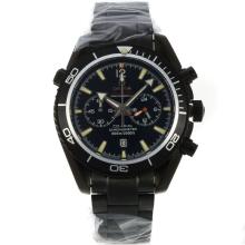 Omega Seamaster Planet Ocean Working Chronograph Full PVD with Black Dial