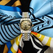 Rolex Datejust Automatic Two Tone with Golden Dial Sapphire Glass(Gift Box & Extra Strap are Included)