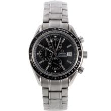 Omega Seamaster Working Chronograph with Black Bezel and Dial S/S