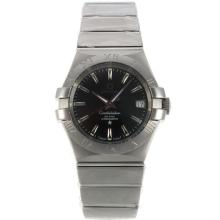 Omega Constellation Swiss ETA 2836 Movement with Black Dial S/S-Stick Markers