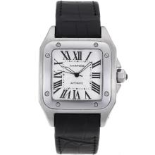 Cartier Santos 100 Automatic with White Dial Deployment Buckle