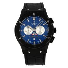 Hublot Big Bang Yacht Club de Monaco Working Chronograph PVD Case with Blue Dial Leather Strap