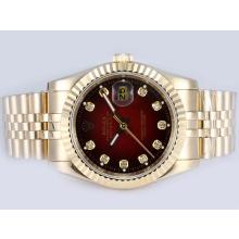 Rolex Datejust Automatic Full Gold Diamond Markings with Red Dial