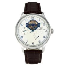 IWC Portugueses Automantic Working Power Reserve with White Dial Leather Strap