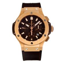 Hublot Big Bang Chronograph Asia Valjoux 7750 Movement Rose Gold Case with Brown Dial Sapphire Glass