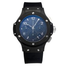Hublot Big Bang Chronograph Asia Valjoux 7750 Movement PVD Case with Black Dial Rubber Strap