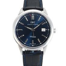IWC InGenieur Swiss Swiss ETA 2824 Automatic Movement with Blue Dial Black Leather Strap-Sapphire Glass
