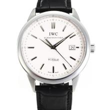 IWC InGenieur Swiss Swiss ETA 2824 Automatic Movement with White Dial Black Leather Strap-Sapphire Glass
