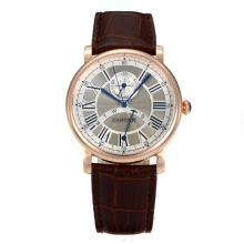 Cartier Rotonde de Cartier Rose Gold Case with White Dial Leather Strap-1