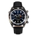 Omega Seamaster Working Chronograph PVD Case Black Bezel with Black Dial Black Leather Strap