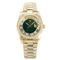 Rolex Day-Date Automatic Full Gold Diamond Bezel with Green Dial Roman Marking