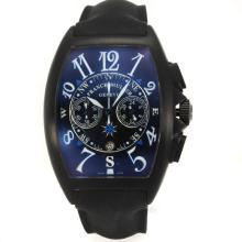 Franck Muller Casablanca Working Chronograph PVD Case with Black Dial Rubber Strap