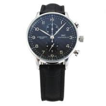 IWC Regulateur Working Chronograph with Black Dial Leather Strap