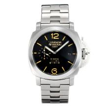 Panerai Luminor 8 Days Working Power Reserve Automatic with Black Dial S/S-Yellow Markers