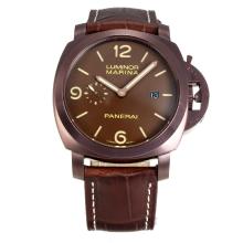 Panerai Luminor Marina GMT Automatic Coffee Gold Case with Coffee Dial Dark Brown Leather Strap