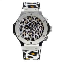 Hublot Big Bang Working Chronograph with White Leopard Print Dial White Leopard Print Rubber Strap
